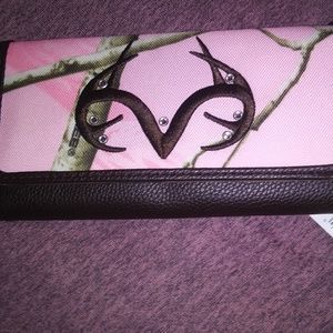 Pink camo clutch wallet